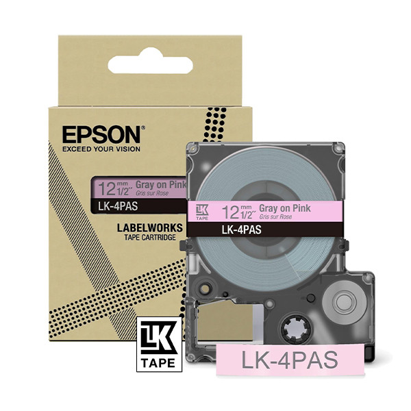 Epson LK-4PAS cinta gris sobre rosa 12 mm (original) C53S672103 084462 - 1
