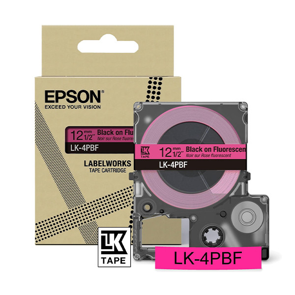 Epson LK-4PBF cinta negra sobre rosa fluorescente 12 mm (original) C53S672100 084458 - 1