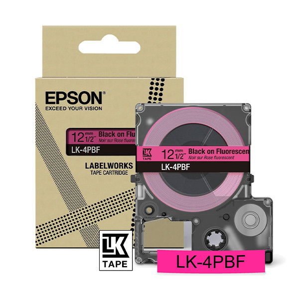 Epson LK-4PBF cinta negra sobre rosa fluorescente 12 mm (original)