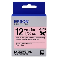 Epson LK-4PBK cinta satinada negro sobre rosa 12 mm (original) C53S654031 083224