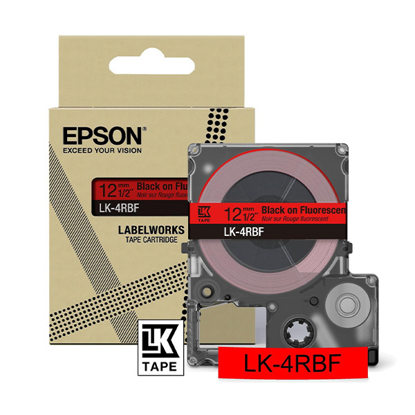 Epson LK-4RBF cinta negra sobre rojo fluorescente 12 mm (original) C53S672099 084456 - 1