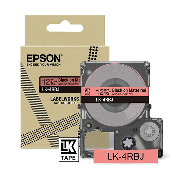 Epson LK-4RBJ cinta mate negro sobre rojo 12 mm (original) C53S672071 084400 - 1