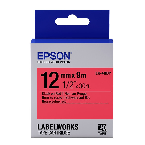 Epson LK-4RBP cinta negro sobre rojo pastel 12 mm (original) C53S654007 083182 - 1
