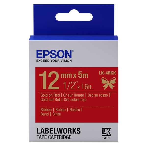 Epson LK-4RKK cinta satinada dorado sobre rojo 12 mm (original) C53S654033 083226 - 1