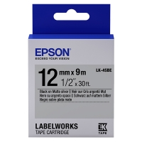 Epson LK-4SBE cinta mate negro sobre plateado 12 mm (original) C53S654017 083214