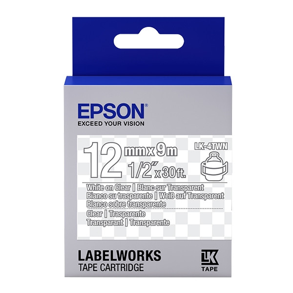Epson LK-4TWN cinta blanco sobre transparente 12 mm (original) C53S654013 083188 - 1