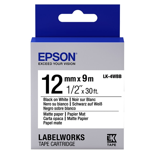 Epson LK-4WBB cinta de papel negro sobre blanco 12 mm (original) C53S654023 083208 - 1