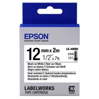 Epson LK-4WBH cinta resistente al calor negro sobre blanco 12 mm (original) 083210