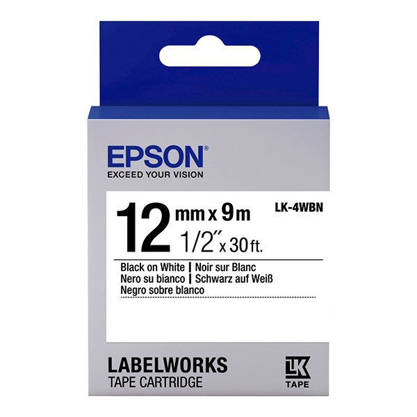 Epson LK-4WBN cinta negro sobre blanco 12 mm (original) C53S654021 083198 - 1