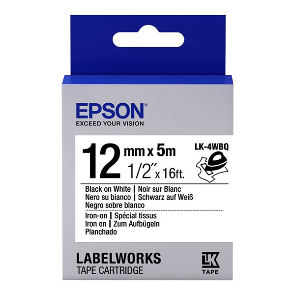 Epson LK-4WBQ cinta para plancha negro sobre blanco 12 mm (original) C53S654024 083216 - 1