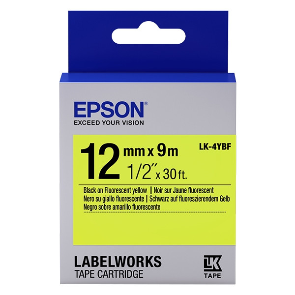 Epson LK-4YBF cinta negro sobre amarillo fluorescente 12 mm (original) C53S654010 083284 - 1