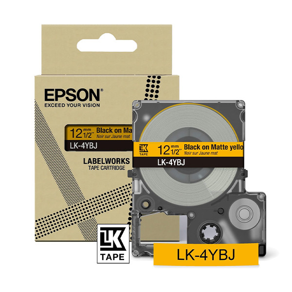 Epson LK-4YBJ cinta mate negro sobre amarillo 12 mm (original) 084454 - 1