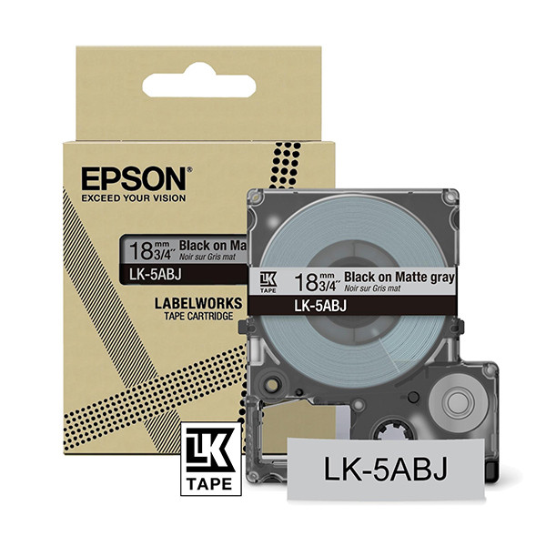 Epson LK-5ABJ cinta mate negra sobre gris claro 18 mm (original) C53S672087 084428 - 1