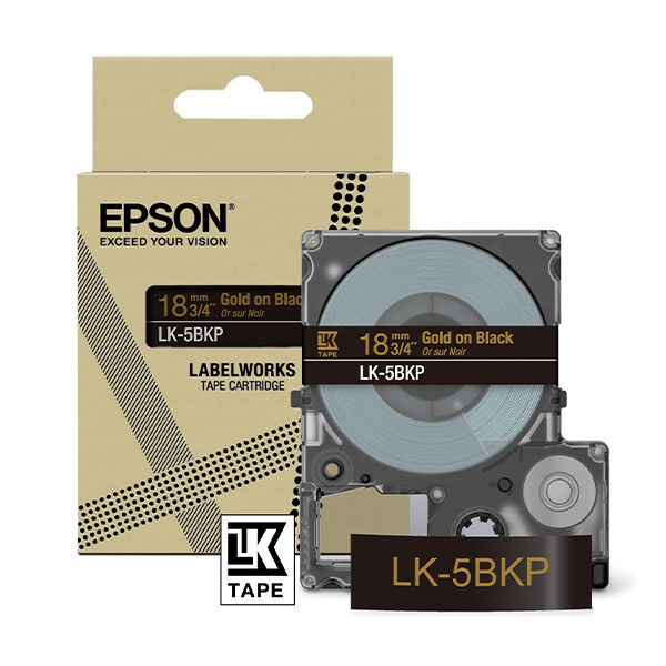 Epson LK-5BKP cinta dorada sobre negro metalizado 18 mm (original) 084444 - 1