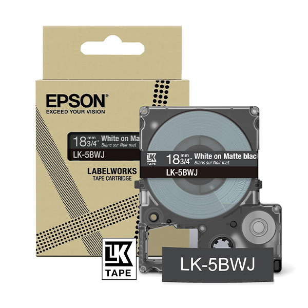 Epson LK-5BWJ cinta mate blanco sobre negro 18 mm (original) C53S672083 084420 - 1