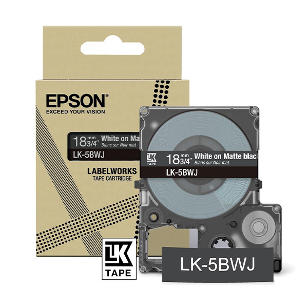 Epson LK-5BWJ cinta mate blanco sobre negro 18 mm (original)