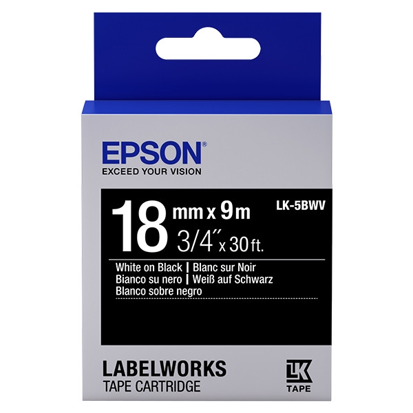 Epson LK-5BWV cinta brillante blanco sobre negro 18 mm (original) 083252 - 1