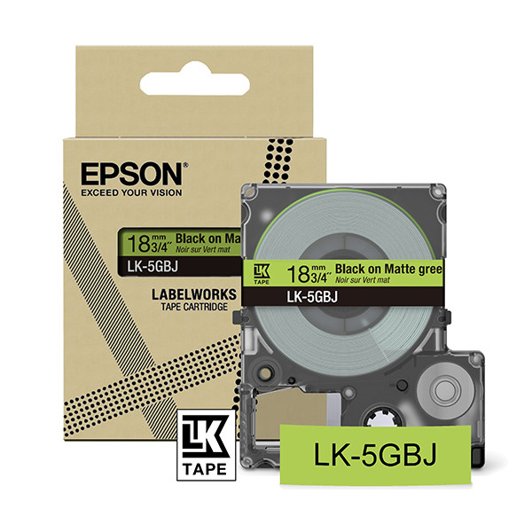 Epson LK-5GBJ cinta mate negro sobre verde 18 mm (original) C53S672078 084412 - 1