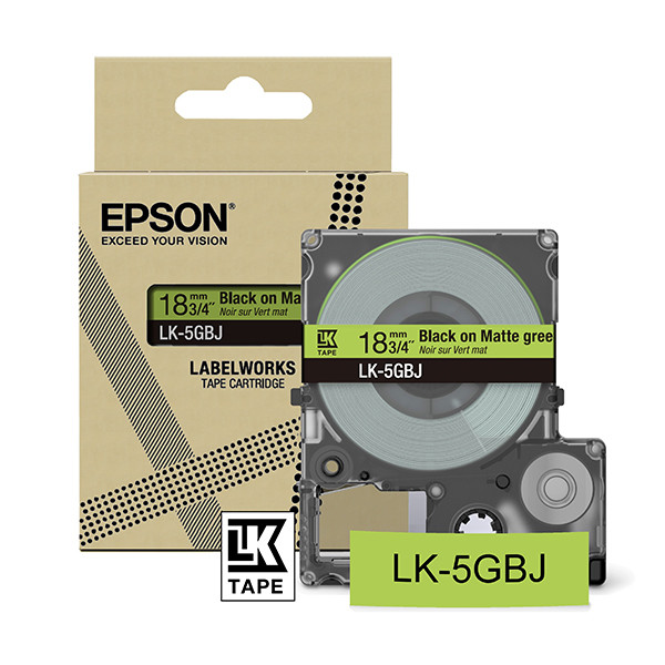 Epson LK-5GBJ cinta mate negro sobre verde 18 mm (original) 084412 - 1