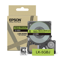 Epson LK-5GBJ cinta mate negro sobre verde 18 mm (original) C53S672078 084412