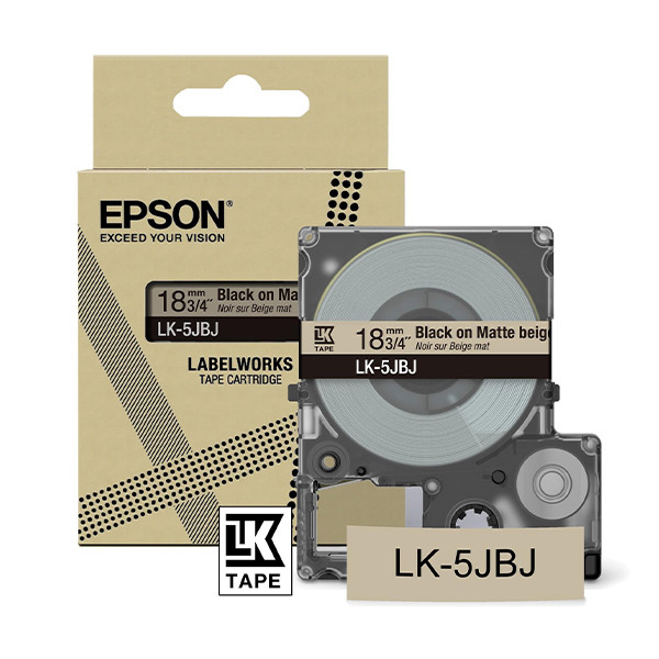 Epson LK-5JBJ cinta mate negro sobre beige 18 mm (original) C53S672091 084436 - 1