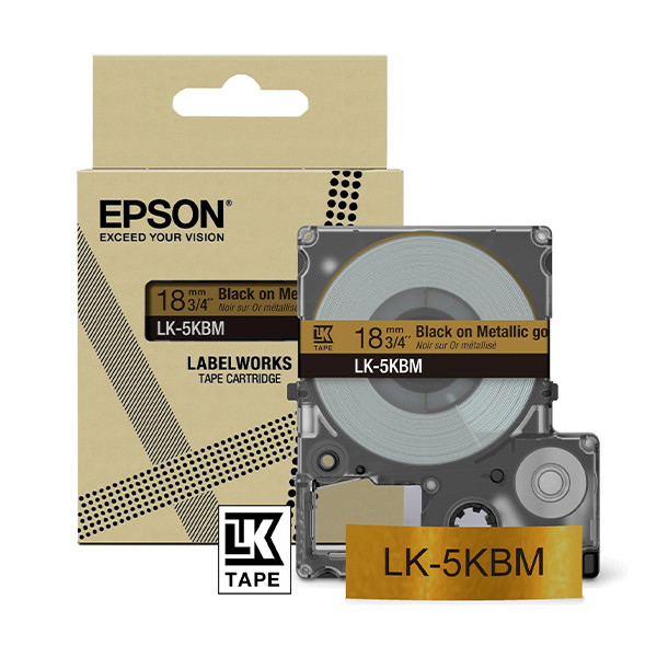 Epson LK-5KBM cinta negra sobre oro metalizado 18 mm (original)