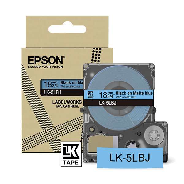Epson LK-5LBJ cinta mate negro sobre azul 18 mm (original) C53S672081 084416 - 1