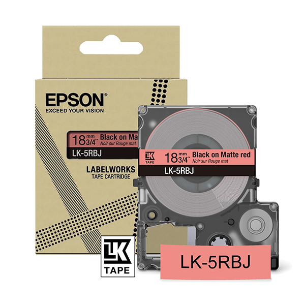 epson lk-5rbj cinta mate negro sobre rojo 18 mm original