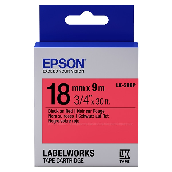 Epson LK-5RBP cinta negro sobre rojo pastel 18 mm (original) C53S655002 083236 - 1