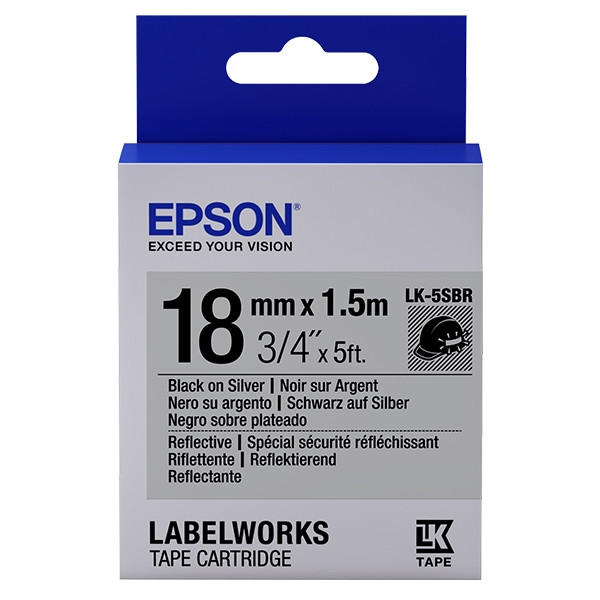 Epson LK-5SBR cinta reflectante negro sobre plateado 18 mm (original) C53S655016 083228 - 1