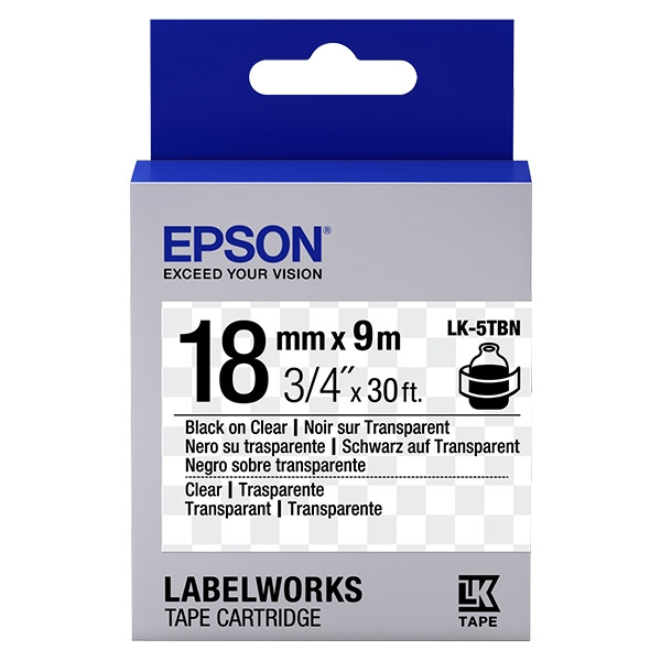 Epson LK-5TBN cinta negro sobre transparente 18 mm (original)