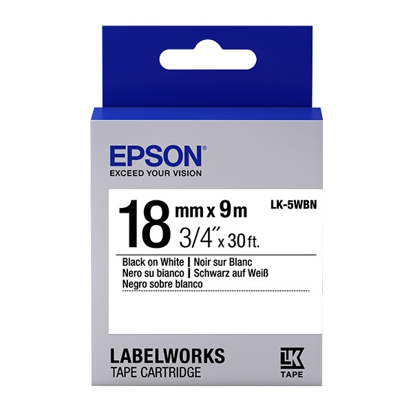 Epson LK-5WBN cinta negro sobre blanco 18 mm (original) C53S655006 083152 - 1