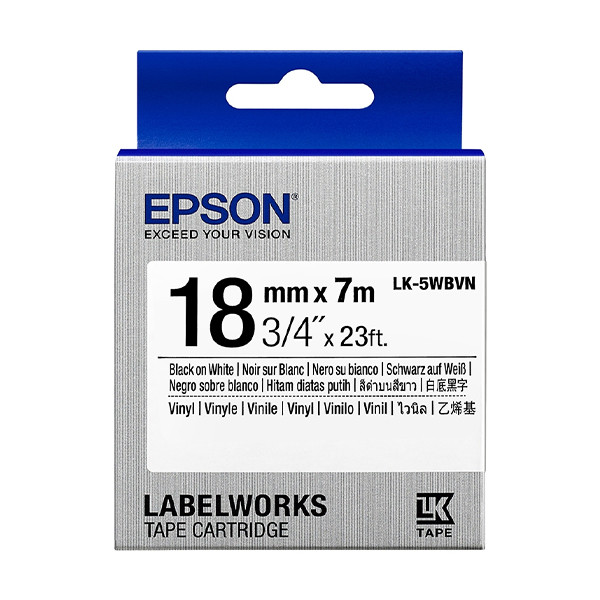 Epson LK-5WBVN Cinta negro sobre blanco 18 mm (original) C53S655027 084350 - 1