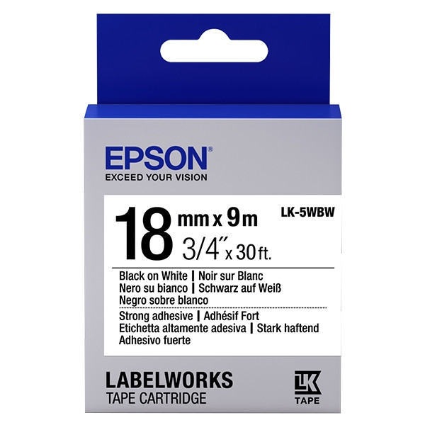 Epson Cinta adhesiva resistente - LK-5WBW cinta adhesiva resistente negra/blanca 18/9