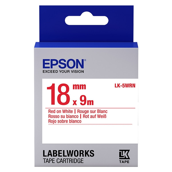 Epson LK-5WRN cinta rojo sobre blanco 18 mm (original) C53S655007 083240 - 1