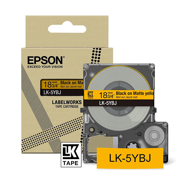 Epson LK-5YBJ cinta mate negro sobre amarillo 18 mm (original) C53S672075 084406 - 1