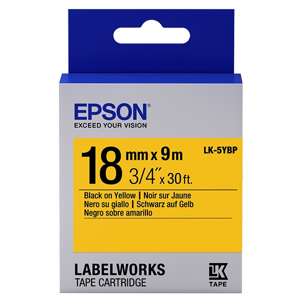 Epson LK-5YBP cinta negro sobre amarillo pastel 18 mm (original) C53S655003 083238 - 1