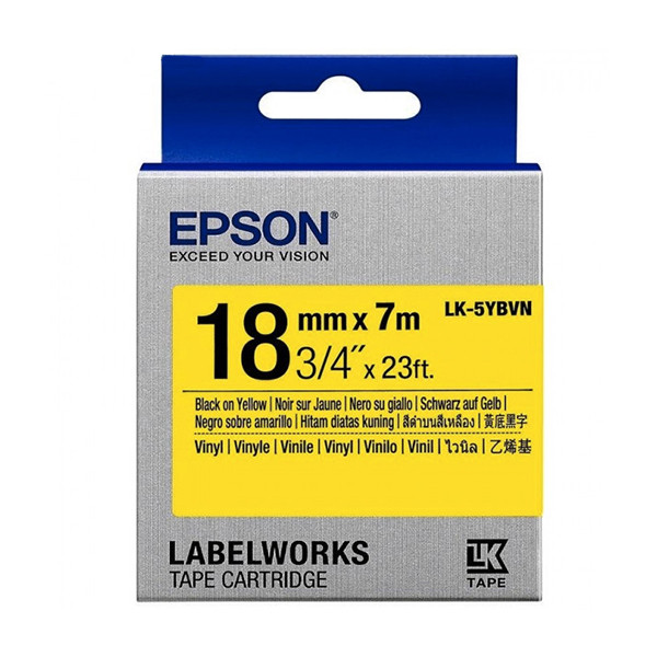 Epson LK-5YBVN Cinta negra sobre amarilla 18 mm (original) C53S655028 084352 - 1