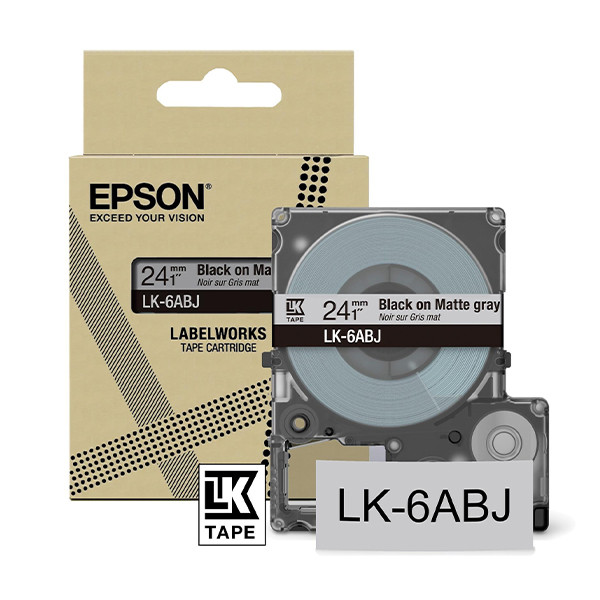 Epson LK-6ABJ cinta mate negra sobre gris claro 24 mm (original) C53S672088 084430 - 1