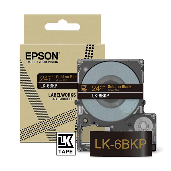 Epson LK-6BKP cinta dorada sobre negro metalizado 24 mm (original) C53S672096 084446 - 1
