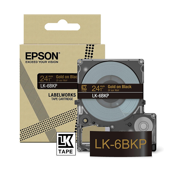 Epson LK-6BKP cinta dorada sobre negro metalizado 24 mm (original) 084446 - 1