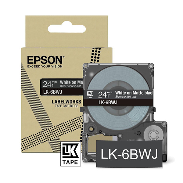 Epson LK-6BWJ cinta mate blanco sobre negro 24 mm (original) C53S672084 084422 - 1