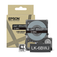 Epson LK-6BWJ cinta mate blanco sobre negro 24 mm (original) C53S672084 084422