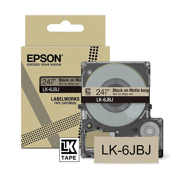 Epson LK-6JBJ cinta mate negro sobre beige 24 mm (original)