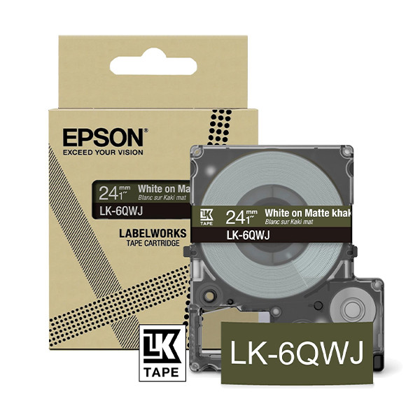 Epson LK-6QWJ cinta mate blanca sobre caqui 24 mm (original) C53S672090 084434 - 1