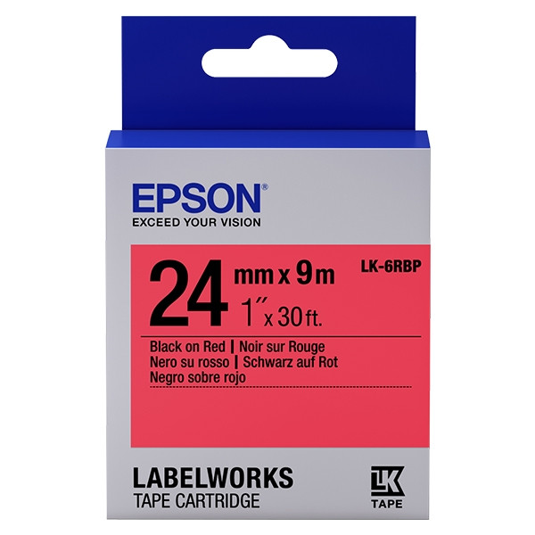 Epson LK-6RBP cinta negro sobre rojo pastel 24 mm (original) C53S656004 083264 - 1