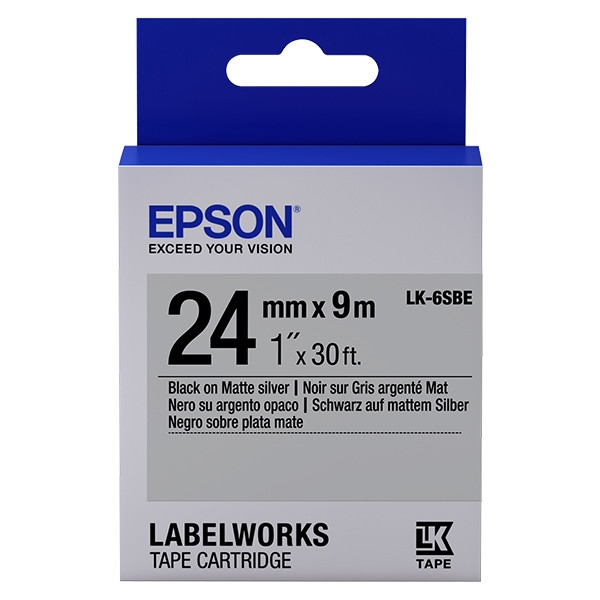 Epson LK-6SBE cinta mate negro sobre plateado 24 mm (original) C53S656009 083256 - 1