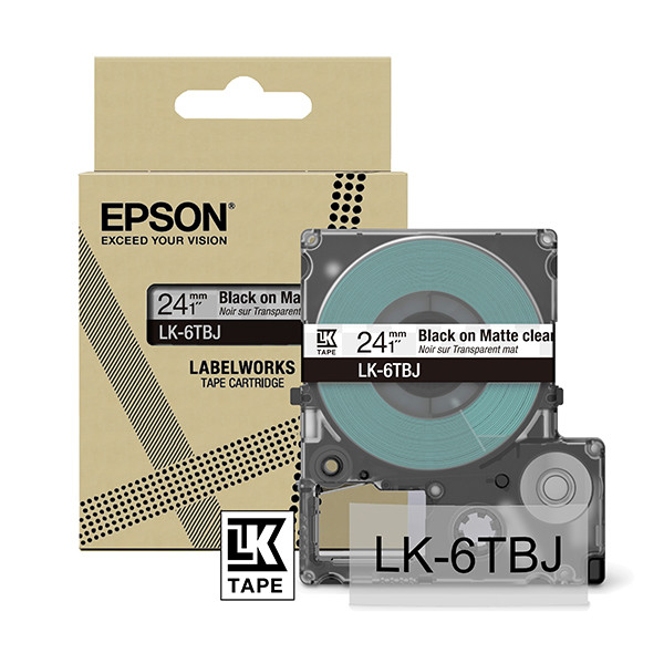 Epson LK-6TBJ cinta mate negra sobre transparente 24 mm (original) C53S672067 084392 - 1