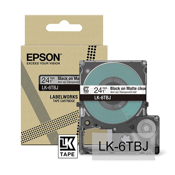 Epson LK-6TBJ cinta mate negra sobre transparente 24 mm (original) 084392 - 1
