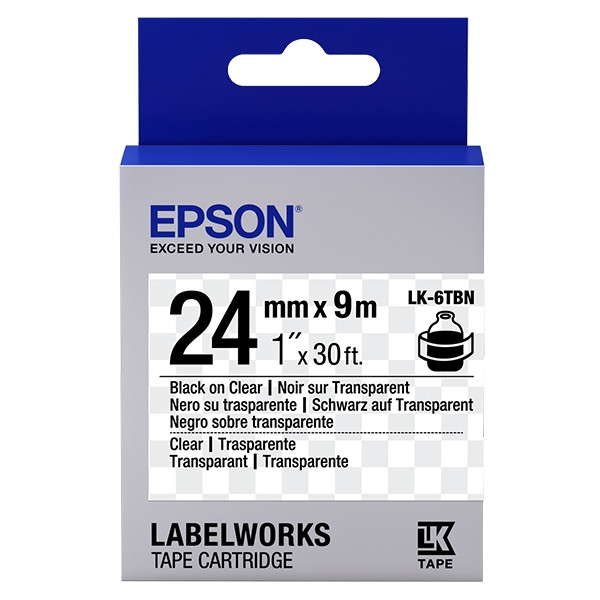 Epson LK-6TBN cinta negro sobre transparente 24 mm (original) C53S656007 083262 - 1